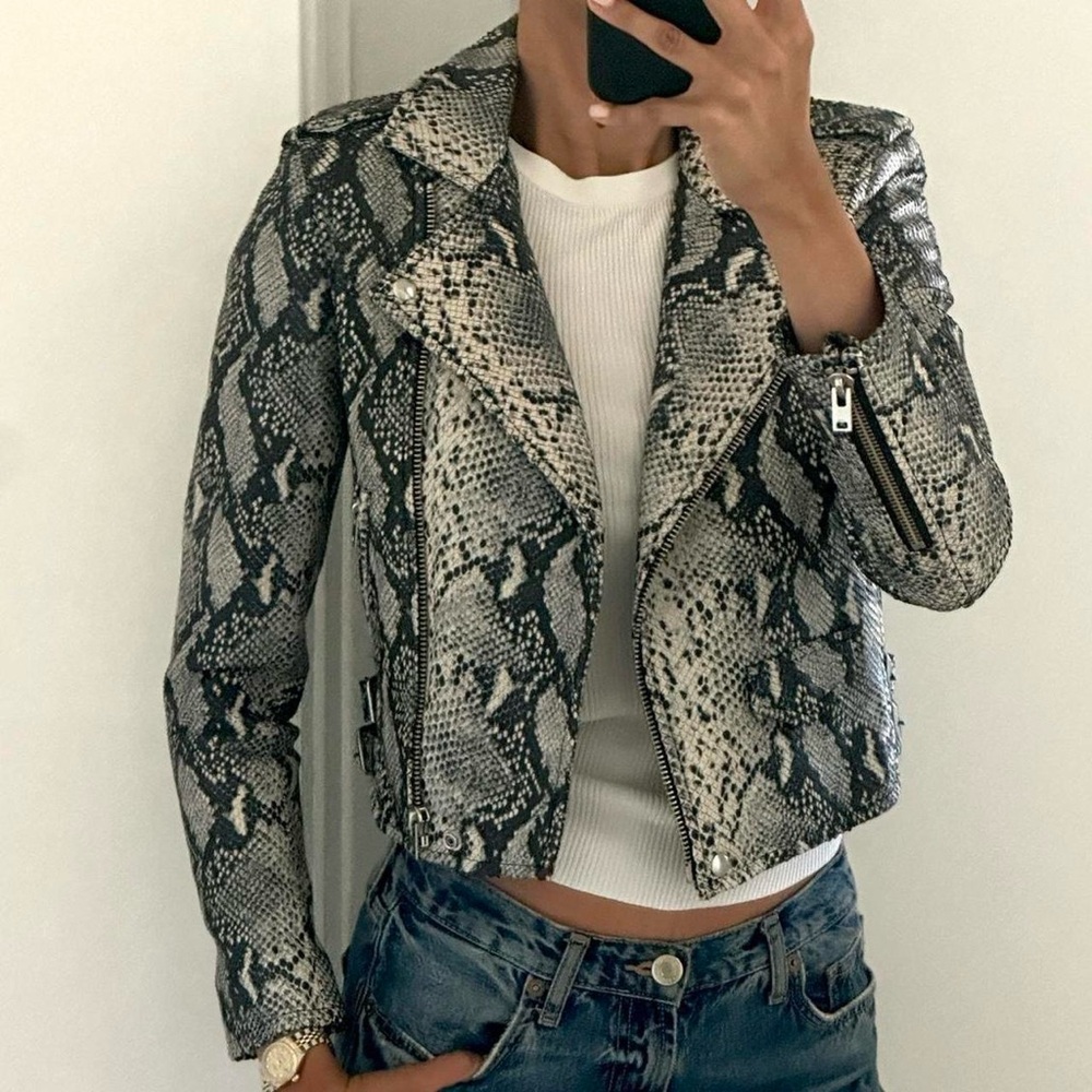 Leather Snakeprint IRO Moto Jacket